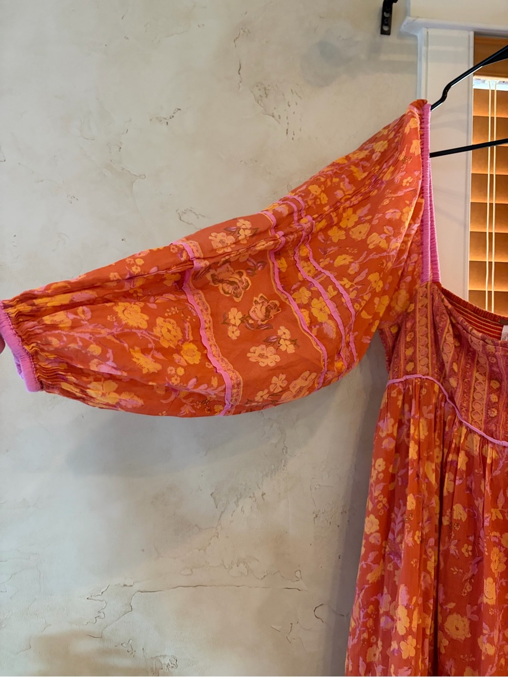 Free People Pink and Orange Floral Boho Blouse - Picture 4 of 5